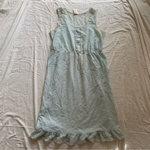 Vintage St Michael Light Blue Floral Frilly Lacy Long Nightgown Dress Size 14
